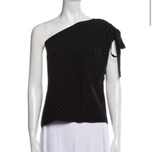 Alexis polka dot one shoulder silk Top